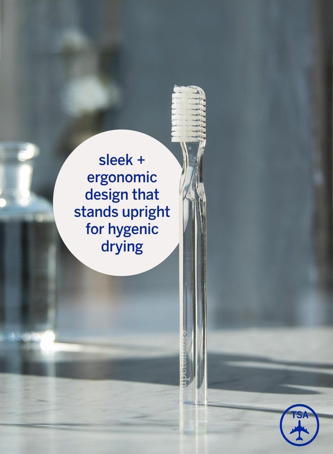 سوبر سمايل فرشاة أسنان سوبر سمايل من الجيل الجديد بشعيرات نايلون ناعمة بزاوية 45 درجة حاصلة على براءة اختراع - فرشاة أسنان لتبييض الأسنان بمقبض مريح تضمن زاوية التنظيف الموصى بها من قبل جمعية طب الأسنان الأمريكية للبالغين والأطفال (شفافة)، عبوة من قطعتين - Image 3